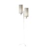 HomeRoots 69.75 in. Brass 2 Light 1-Way (On/Off) Standard Floor Lamp for Liviing Room with Cotton Cylin.der Shade