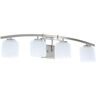 Hampton Bay Architecture 4-Light 32.75 in. Brushed Nickel Transitional Bathroom Vanity Light with Etched White Glass Shades