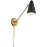 KICHLER Sylvia 19.75 in. 1-Light Black and Natural Brass Office Indoor Wall Sconce Light