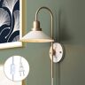 Nathan James Reta 1 Light Fixture, Wall Mounted Lamp, Plugin Sconce with White Shade and Switch for Living Room or Bedroom