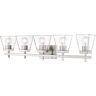 Lauren 39 in. 5-Light Brushed Nickel Vanity-Light with Glass Shade