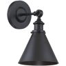 Savoy House Glenn 7 in. W x 12 in. H 1-Light Matte Black Industrial Wall Sconce with Adjustable Metal Shade