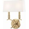 MITZI HUDSON VALLEY LIGHTING Gwen 2-Light Aged Brass Wall Sconce with White Linen Shade