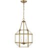 Generation Lighting Morrison 60-Watt Small 3-Light Satin Brass Shaded Pendant Light with Clear Glass Shade