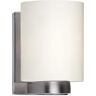 Mona 1-Light Brushed Nickel Wall Sconce Vanity Light with Satin White Glass