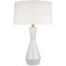 Generation Lighting Jens 27 in. Soft Ivory Table Lamp with White Linen Shade and LED Light Bulb