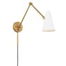 KICHLER Sylvia 32.5 in. 1-Light White and Natural Brass Office Indoor Wall Sconce Light