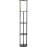 HomeRoots 62.5 in. Black and White 1 Light 1-Way (On/Off) Column Floor Lamp for Liviing Room with Paper Cylin.der Shade