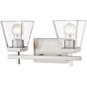 Lauren 16 in. 2-Light Brushed Nickel Vanity Light with Glass Shade