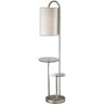 HomeRoots 66 in. Silver 1 Light 1-Way (On/Off) Architect Floor Lamp for Liviing Room with Cotton Cylin.der Shade