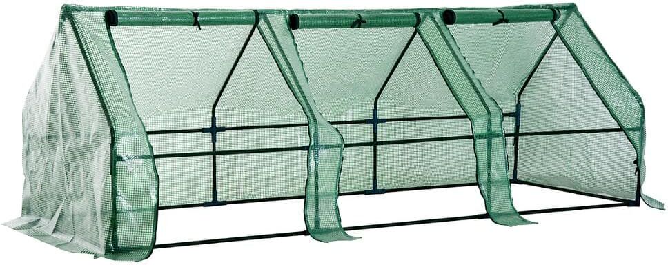 Outsunny 3 ft. W x 9 ft. L x 3 ft. H Portable Mini Greenhouse with 3 Large Zippered Doors Weather Protection & Durable Material