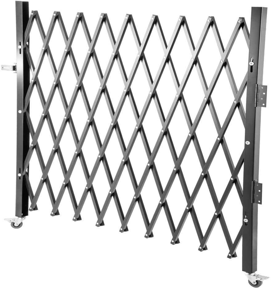 VEVOR Folding Security Gate 48 in. H x 66 in. W Black Steel Folding Door Gate Garden Fence Panel with 360° Rolling Casters