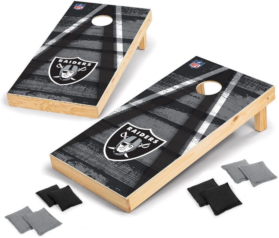 Wild Sports Las Vegas Raiders 24 in. W x 48 in. L Cornhole Bag Toss Set