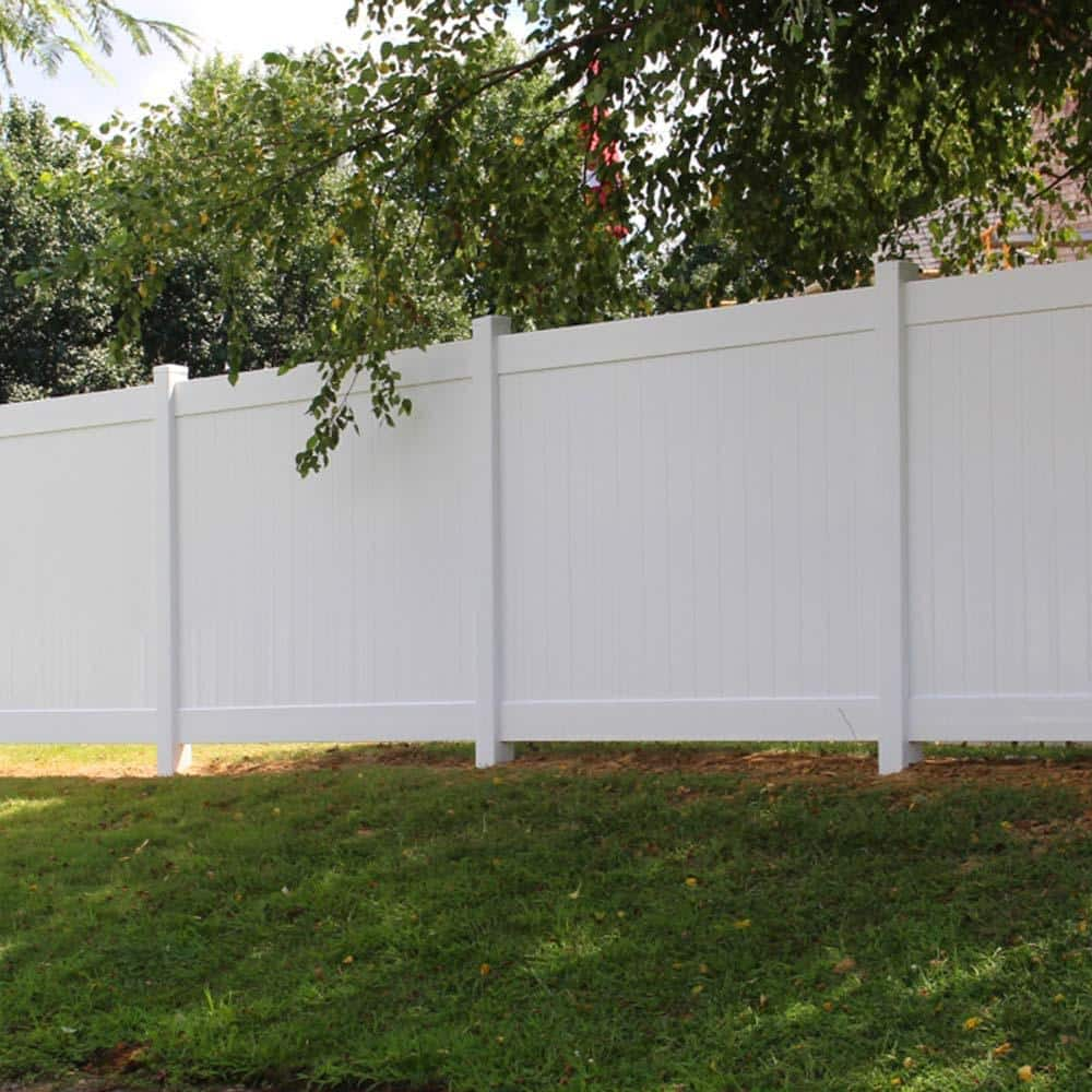 Sudzendf 72.00 in. White Vinyl Privacy Fence Panels Full Set of 2-Pieces