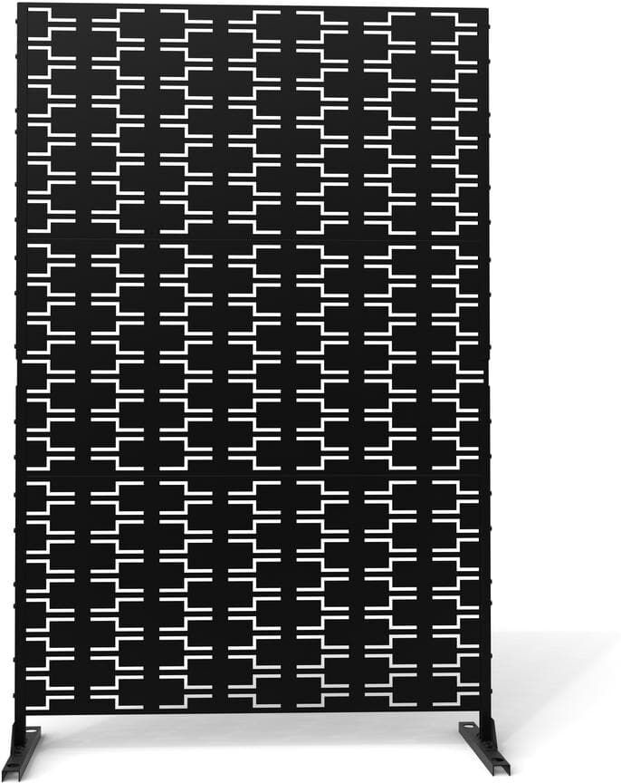 Uixe 76 in. Galvanized Steel Garden Fence Outdoor Privacy Screen Garden Screen Panels in Black