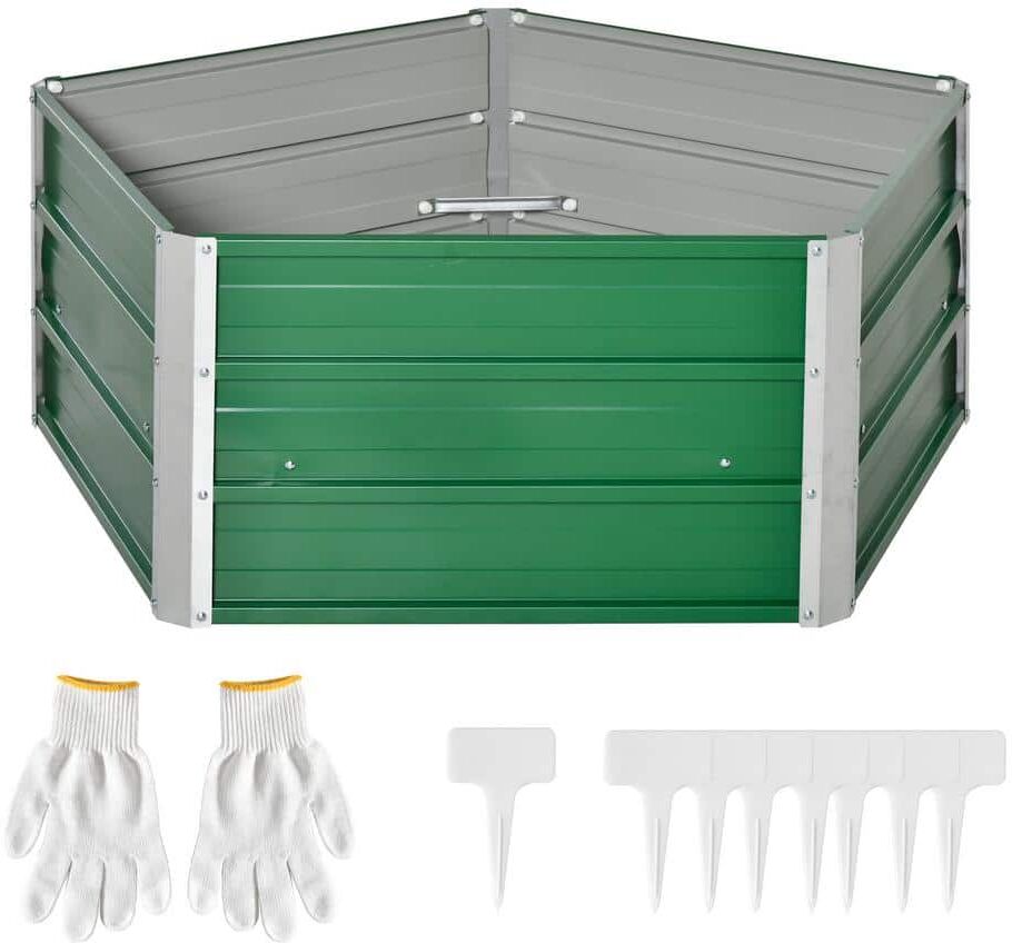 Outsunny Green Large Garden Bed Metal Planter Box Install Gloves for Backyard