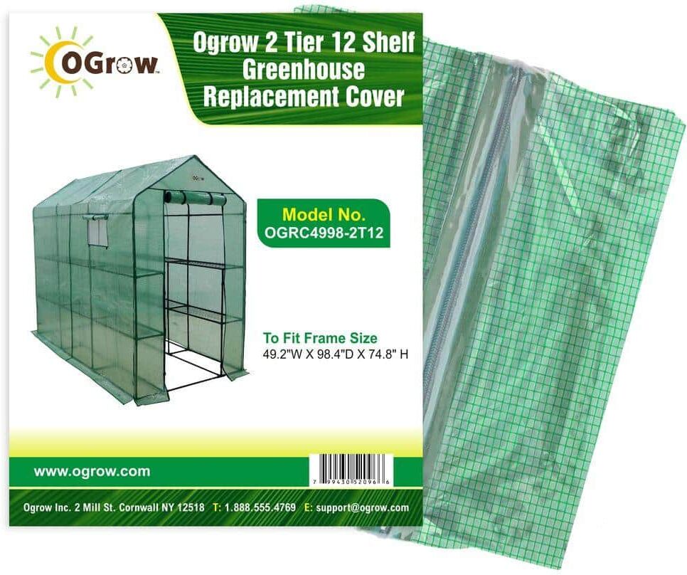 Ogrow Machrus  Premium PE Greenhouse Replacement Cover for Walk in Greenhouse  Fits Frame 98 in.Lx49 in.Wx75 in.H