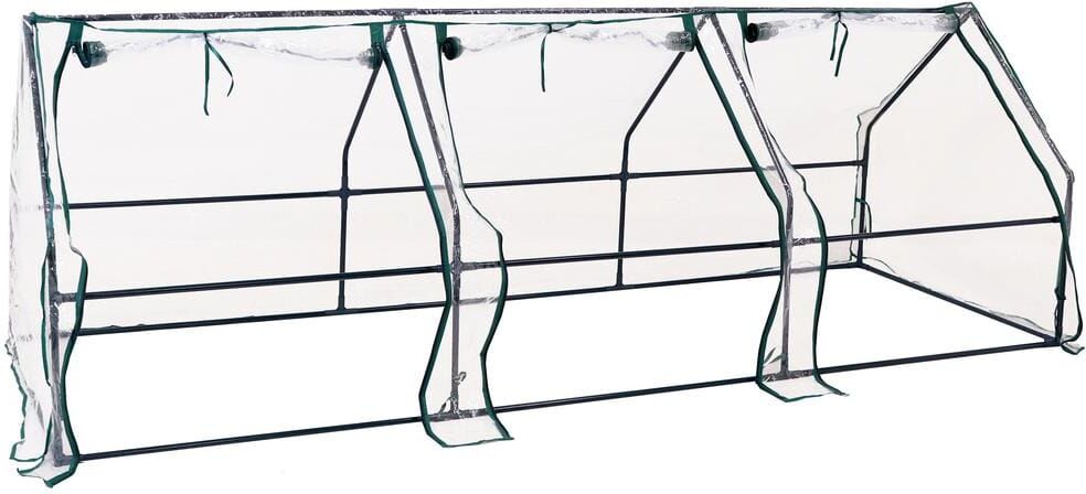 Sunnydaze Decor Sunnydaze 106 in. W x 34 in. D x 35.5 in. H PVC and Steel Seedling Cloche Mini Greenhouse with Zippered Doors - Clear