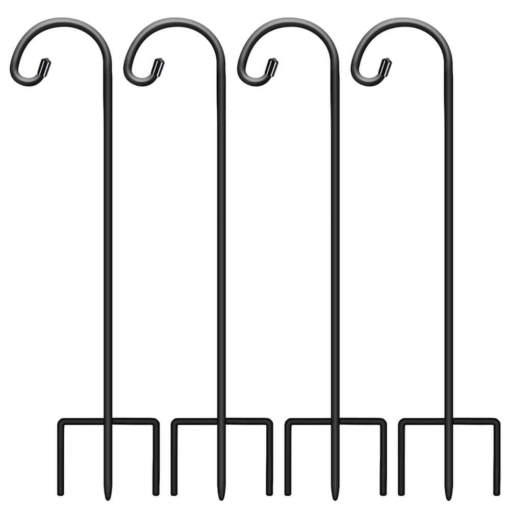 48 in. Black Metal Adjustable Shepherds Hook (4-Pack)