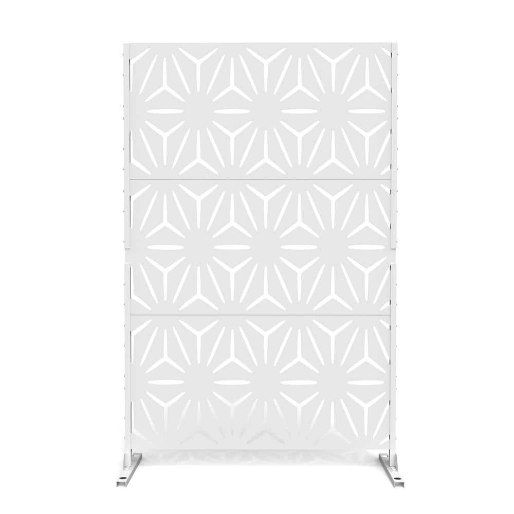 Uixe 76 in. Galvanized Steel Garden Fence Outdoor Privacy Screen Garden Screen Panels in White