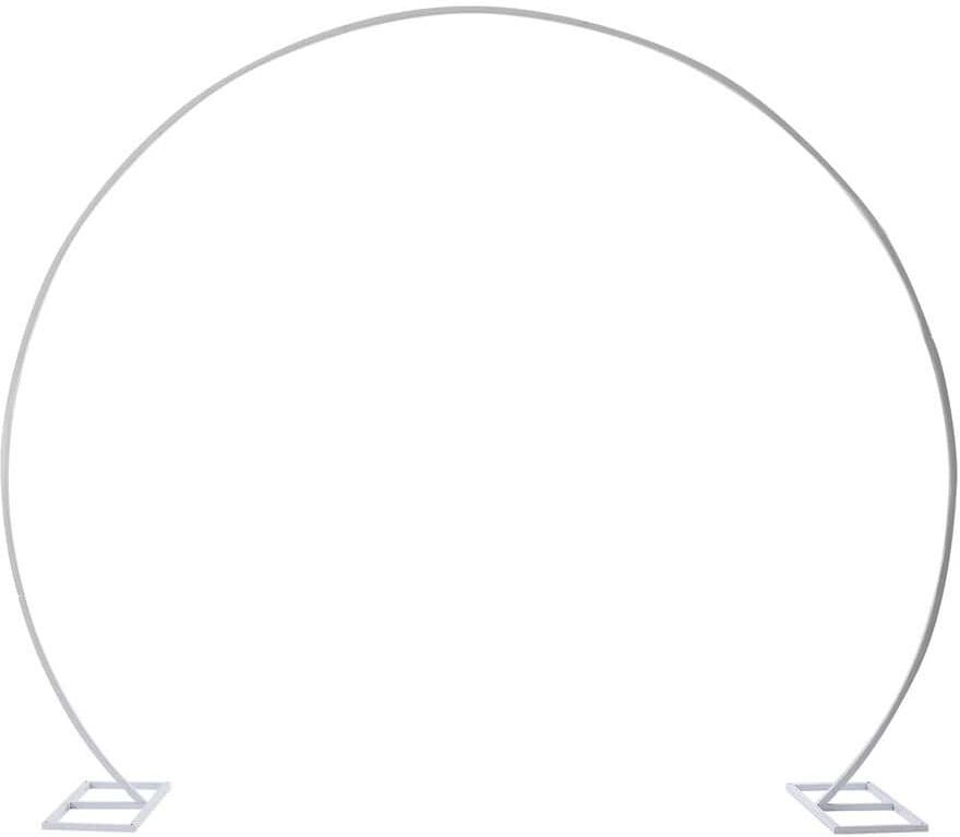 YIYIBYUS 86.68 in. x 102.44 in. White Metal Circle Background Arch Decoration Arbor