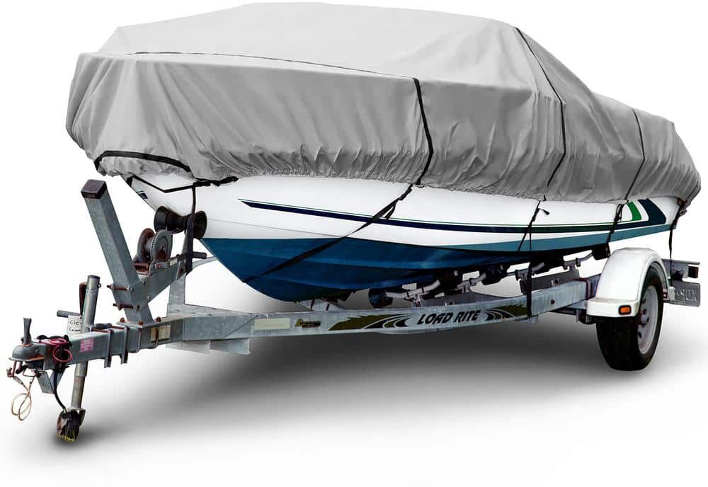 Budge Sportsman 600 Denier 16 ft. to 18 ft. (Beam Width Up to 90 in.) Gray V-Hull Fishing Boat Cover BT-3