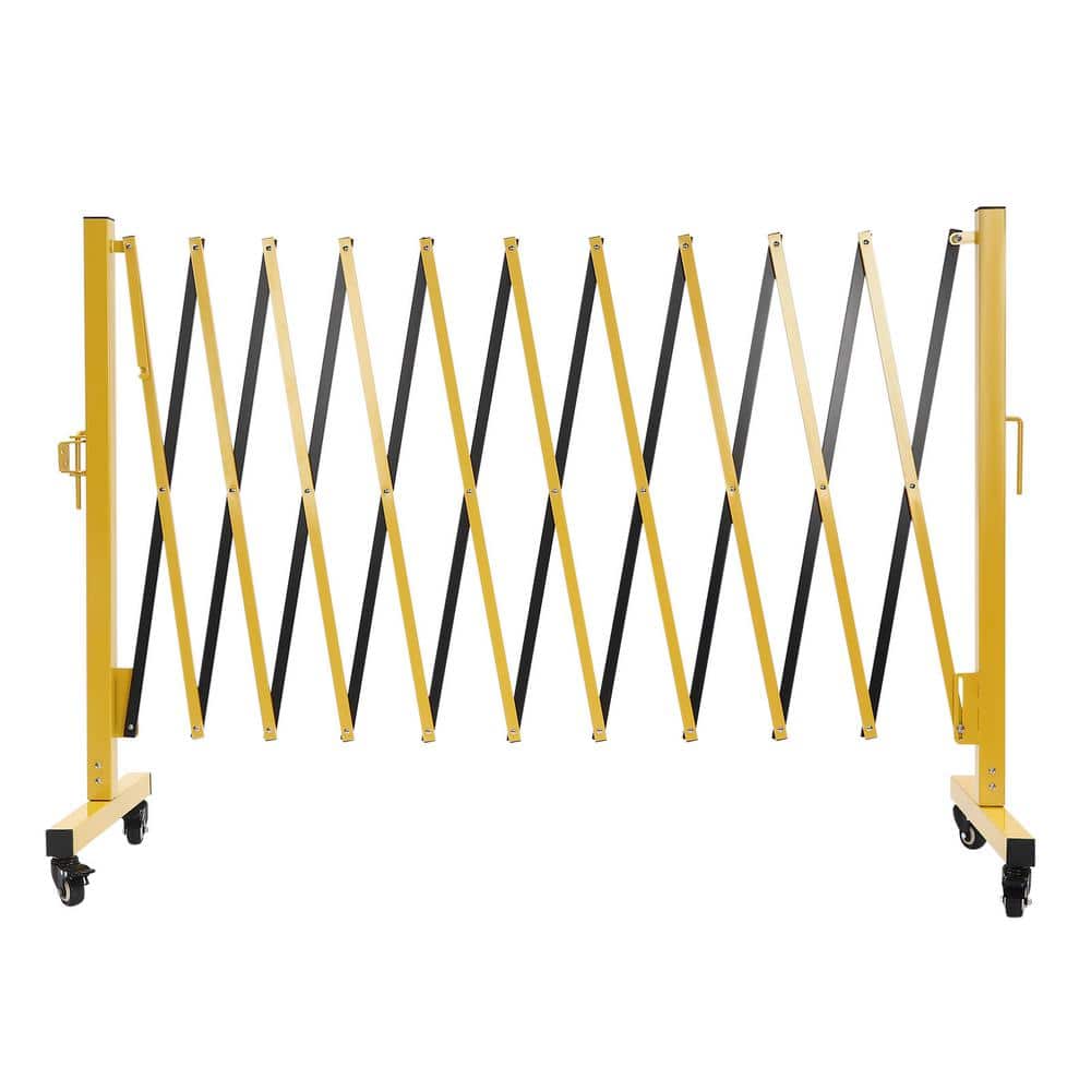 YIYIBYUS 110 in. W x 34 in. H Foldable Metal Safety Barrier Fence Traffic Yard Garden Fence with Wheels