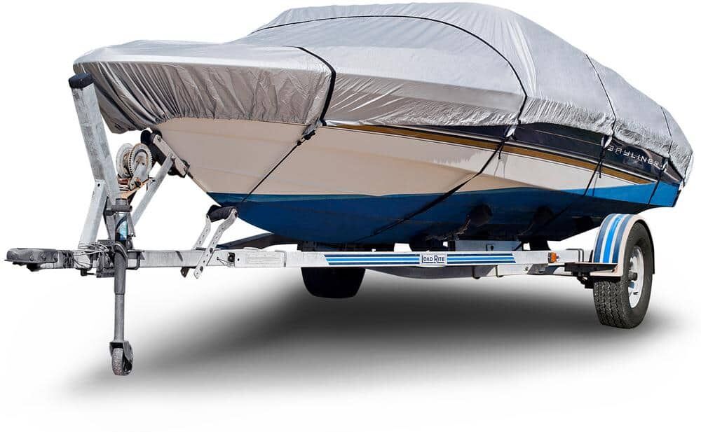 Budge Sportsman 150 Denier 12 ft. to 14 ft. (Beam Width to 68 in.) Silver V-Hull Fishing Boat Cover Size BT-1