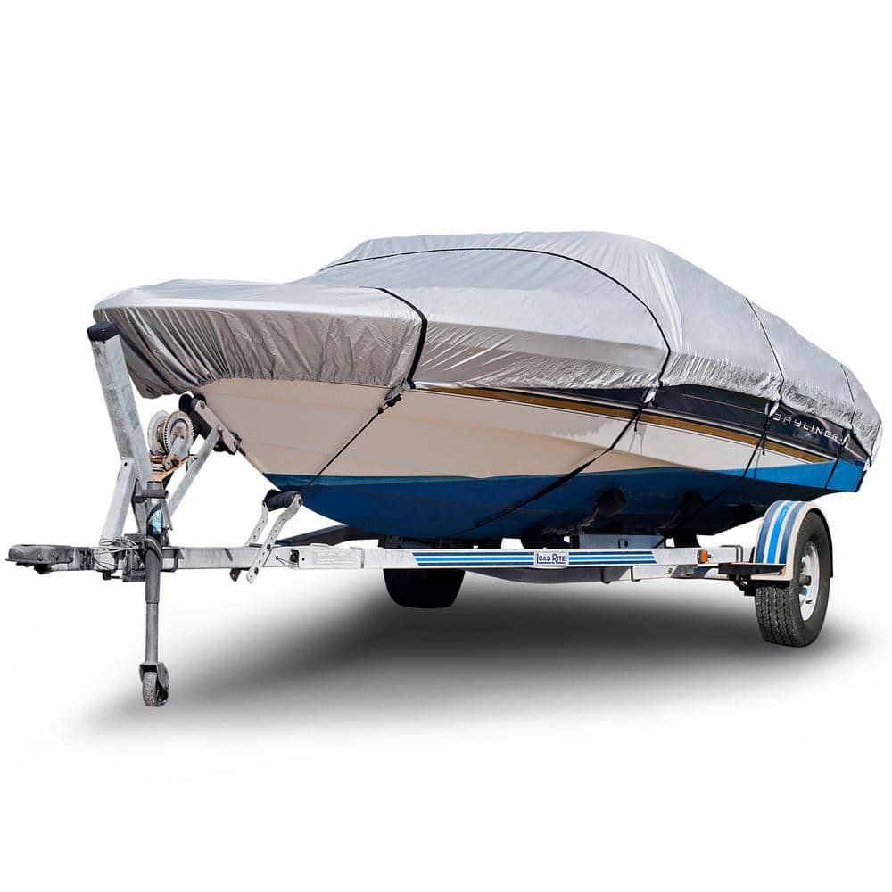 Budge Sportsman 150 Denier 14 ft. to 16 ft. (Beam Width to 75 in.) Silver V-Hull Fishing Boat Cover Size BT-2