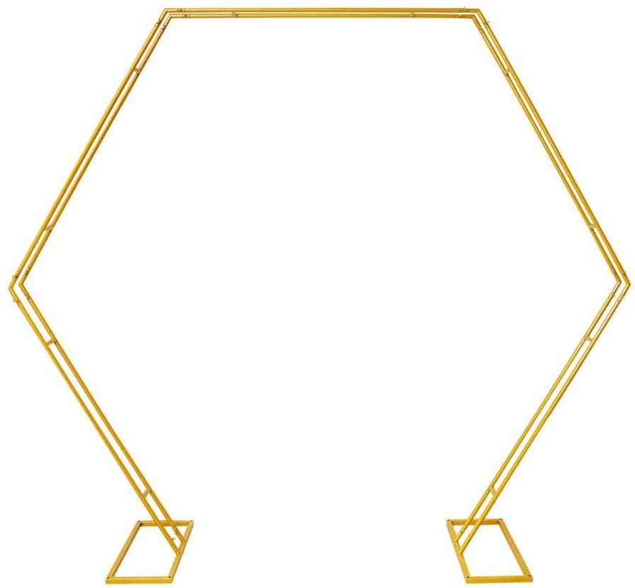 YIYIBYUS 86.61 in. x 98.42 in. Gold Hexagon Arch Backdrop Stand Arbor