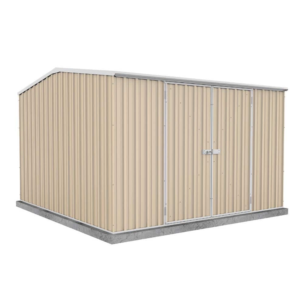 ABSCO Premier 10 ft. W x 10 ft. D x 7 ft. H Metal Storage Shed with SNAPTiTE Assembly in Classic Cream 97 sq. ft.