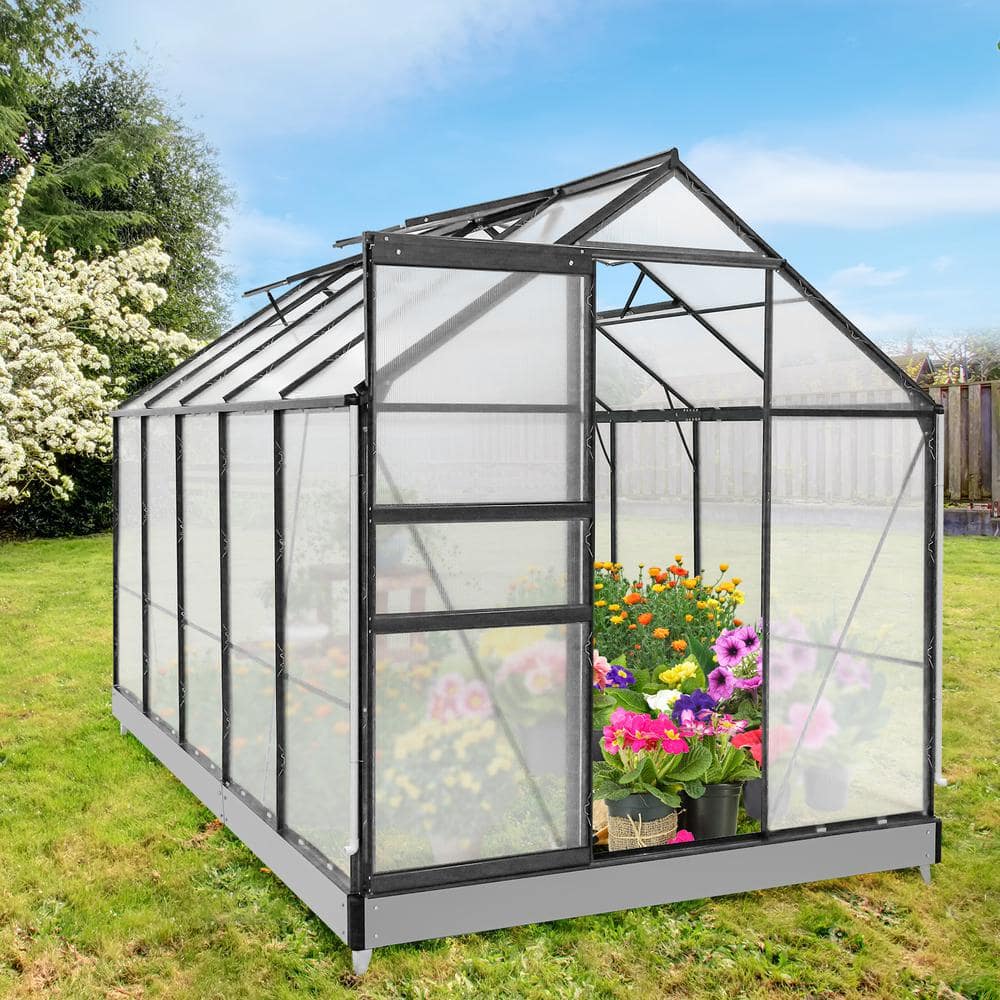 Eagle 6 ft. W x 10 ft. D x 7 ft. H Outdoor Walk-In Polycarbonate Hobby Greenhouse, Gra