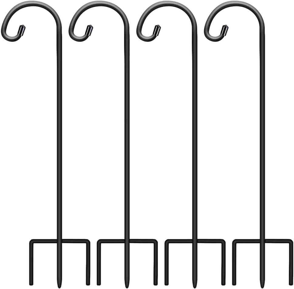 32 in. Black Metal Adjustable Shepherds Hook (4-Pack)