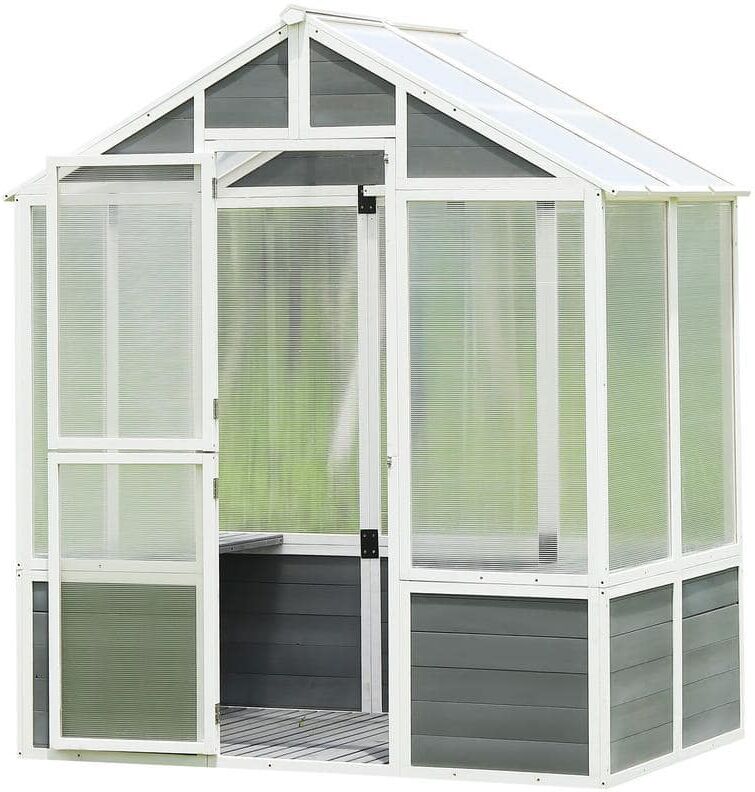 76 in. W x 48 in. D x 86 in. H Polycarbonate Greenhouse, Walk-in Outdoor Plant Gardening Greenhouse