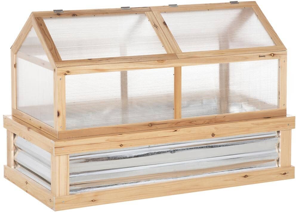 Outsunny 48 in. W x 24 in. D x 32.25 in. H Raised Garden Bed with Greenhouse Top