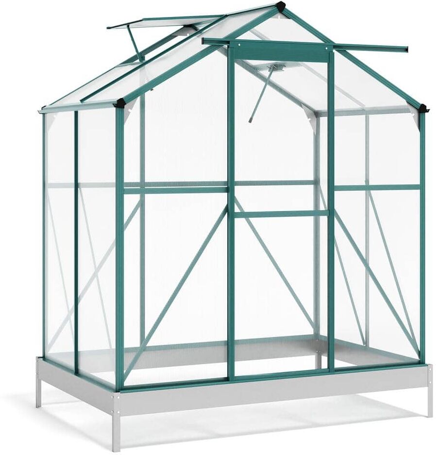 Afoxsos 74.4 in. W x 51.6 in. D x 88.8 in. H Polycarbonate Panels Clear Greenhouse