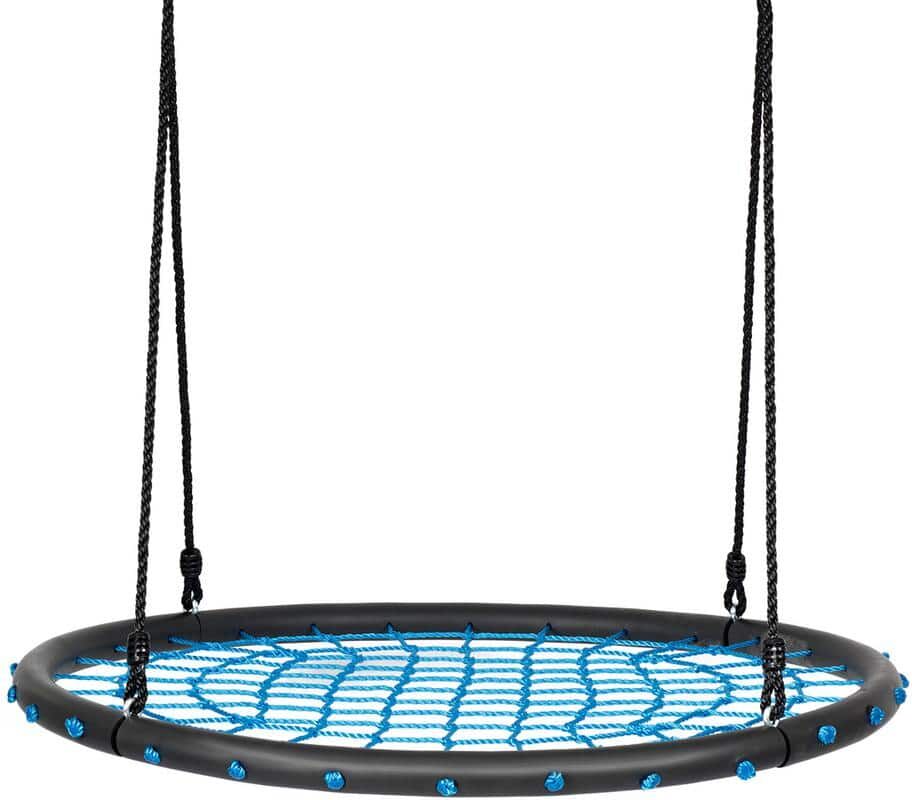 Costway 40 in. Blue Spider Tree Web Swing Set with Adjustable Hanging Ropes Kids Play Set