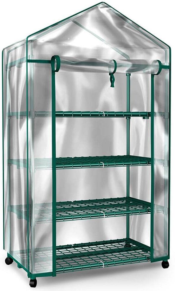 HOME-COMPLETE 27.1 in. W x 19.3 in. D x 63.3 in. H 4-Tier Mini Greenhouse