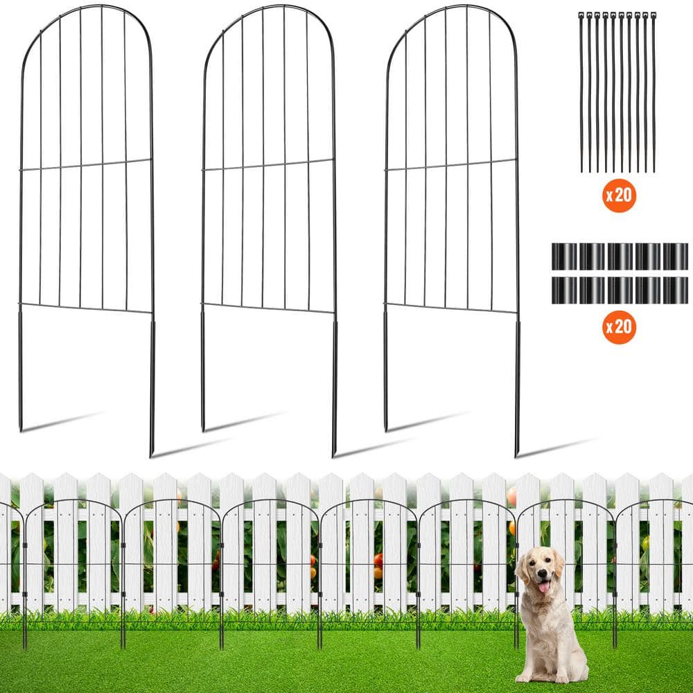 VEVOR Garden Fence No Dig Fence 24 in. H x 13 in. L Animal Barrier Fence Garden Fencing with 2 in. Spike Spacing, (10-Pack)