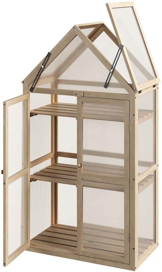 HOME-COMPLETE 16 in. W x 28 in. D x 52 in. H Wood Cold Frame Greenhouse