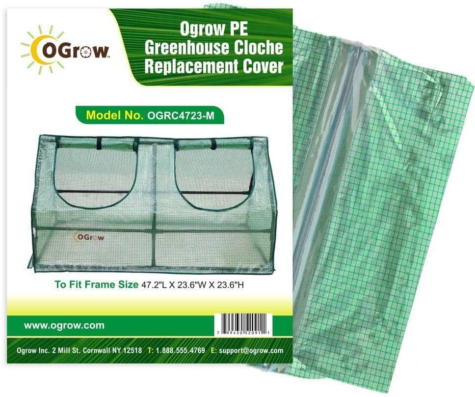 Ogrow Machrus  Premium PE Greenhouse Replacement Cover for  Greenhouse Cloche  Fits Frame 47 in.Lx24 in.Wx24 in.H