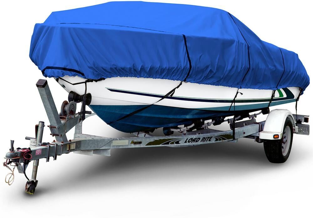 Budge Sportsman 600 Denier 12 ft. to 14 ft. (Beam Width to 68 in.) Blue V-Hull Fishing Boat Cover BT-1