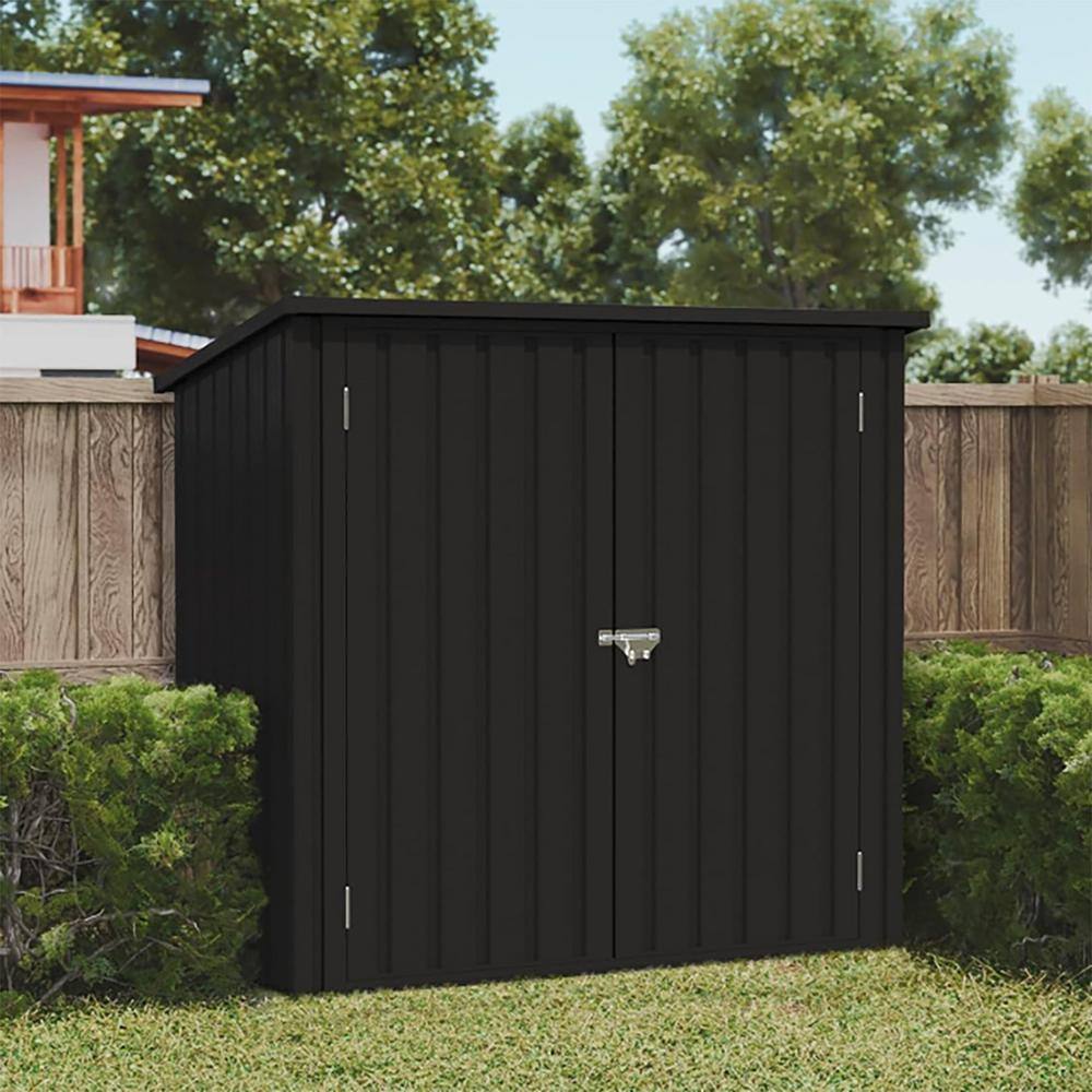 6 ft. W x 4 ft. D Galvanized Double Door Metal Shed(21 sq. ft.) Outdoor Storage Tool Shed for Garden/Backyard/Lawn,Black