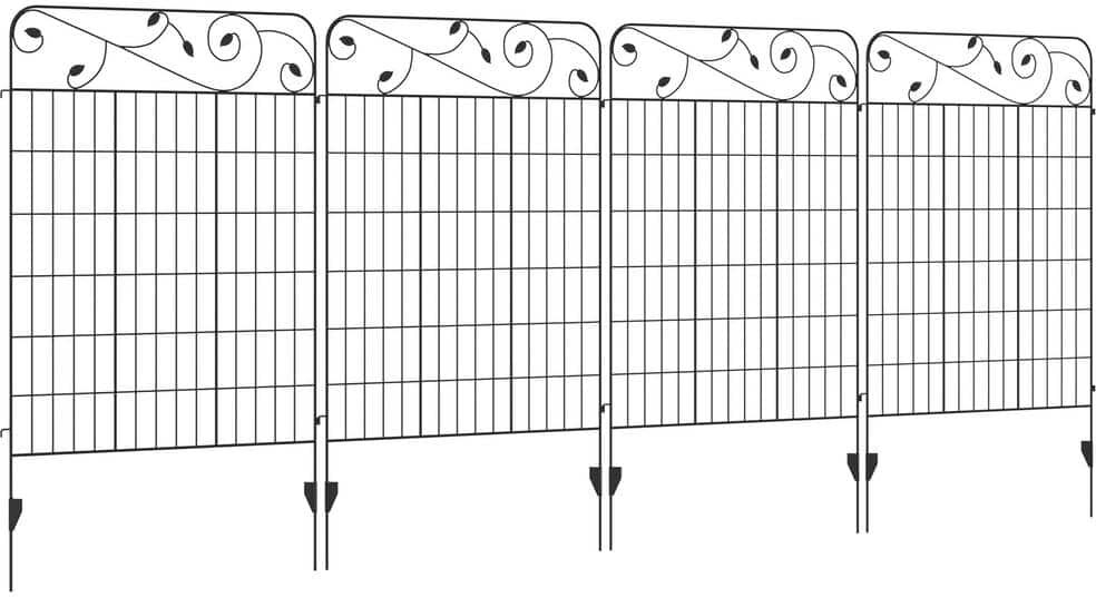 Outsunny 138.5 in. Metal Fence Panels (4-Pack)