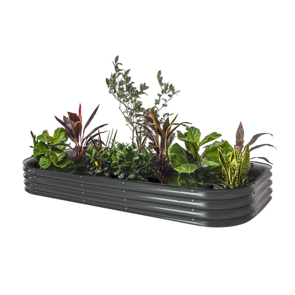 vego garden 11 in. Tall 10 In 1 Modular Modern Gray Metal Raised Garden Bed Kit