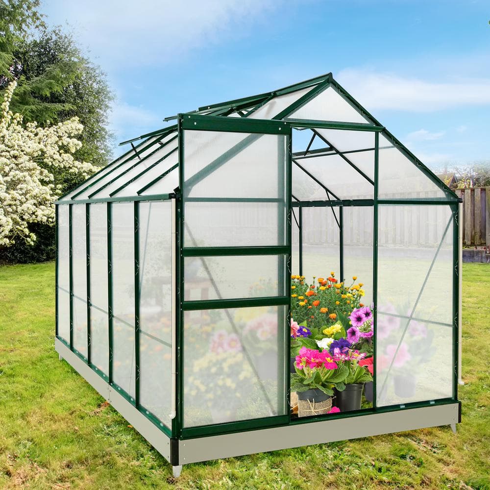 Eagle 6 ft. W x 10 ft. D x 7 ft. H Outdoor Walk-In Polycarbonate Hobby Greenhouse, Green