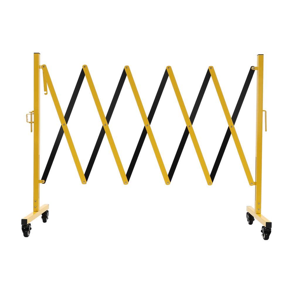 YIYIBYUS 98.4 in. W x 40.4 in. H Foldable Metal Safety Barrier Fence Traffic Yard Garden Fence with Wheels