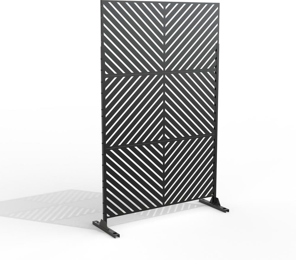 Uixe 76 in. Galvanized Steel Garden Fence Outdoor Privacy Screen Garden Screen Panels in Black