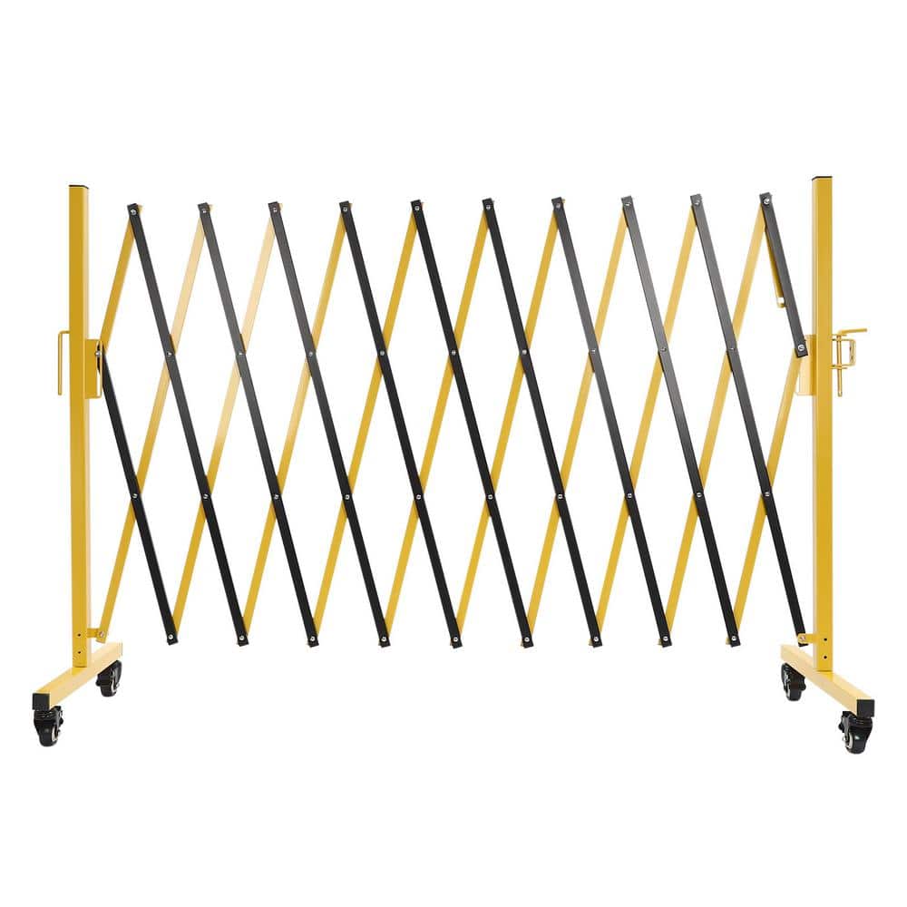 YIYIBYUS 131 in. W x 40 in. H Foldable Metal Safety Barrier Fence Traffic Yard Garden Fence with Wheels