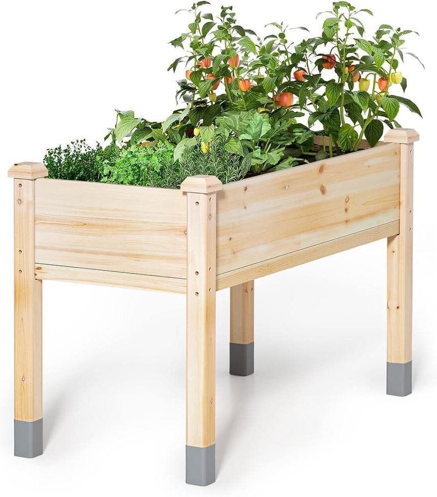 MIXC 32 in. x 16 in. x 29 in. Wood Raised Garden Bed with Linner, Waterproof Legs (Wood)